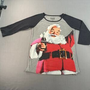 Vintage Style Coca-Cola Santa Raglan 3/4 Sleeve Graphic Shirt Men's Medium